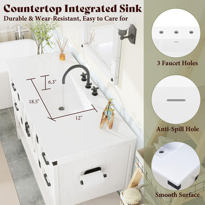 Farmhouse Vanity with Integrated Sink Amerlife Antique White 48“