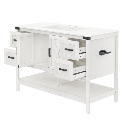 Farmhouse Vanity with Integrated Sink Amerlife Antique White 48“