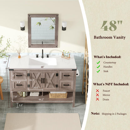 Farmhouse Vanity with Integrated Sink Amerlife Light Grey 48“