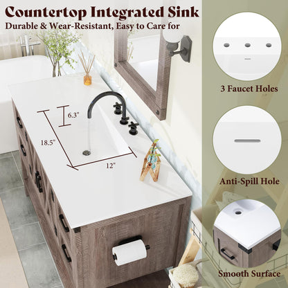 Farmhouse Vanity with Integrated Sink Amerlife Light Grey 48“