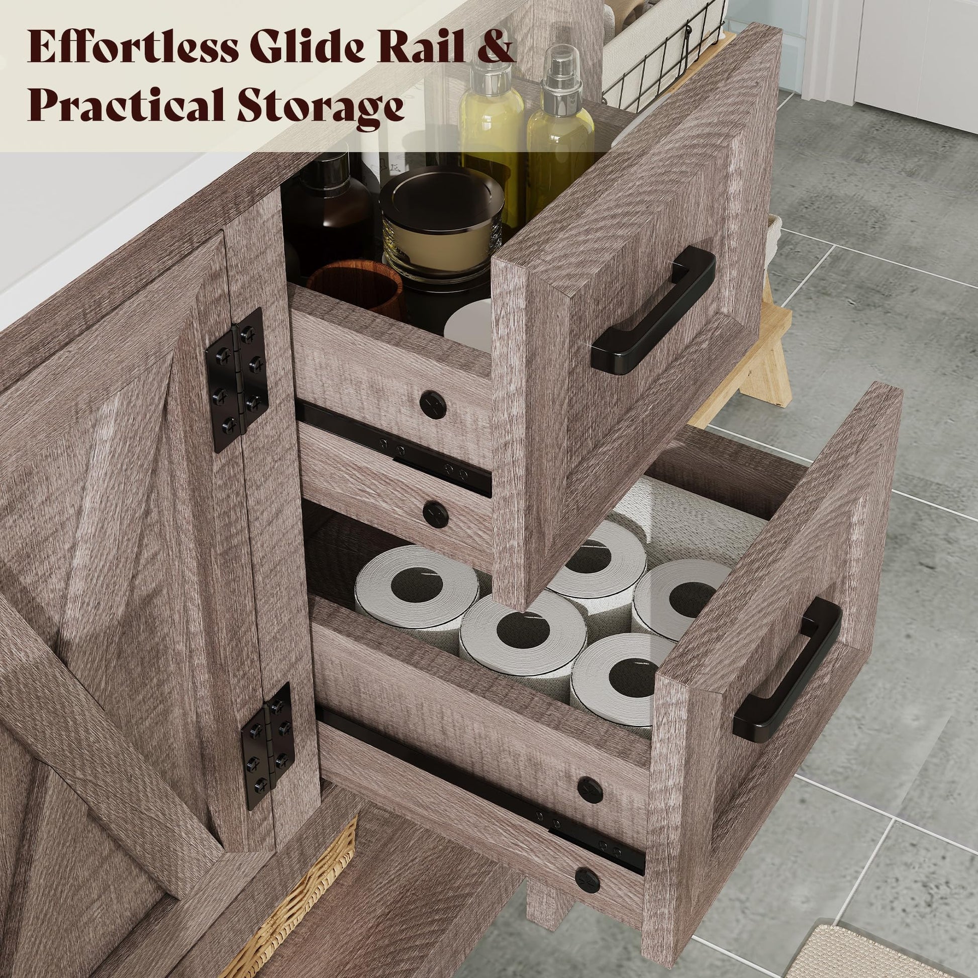 Farmhouse Vanity with Integrated Sink Amerlife Light Grey 48“