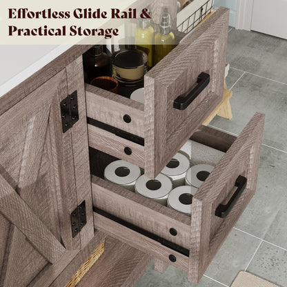 Farmhouse Vanity with Integrated Sink Amerlife Light Grey 48“
