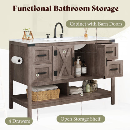 Farmhouse Vanity with Integrated Sink Amerlife Light Grey 48“