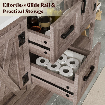 Farmhouse Vanity with Integrated Sink Amerlife Light Grey 60”