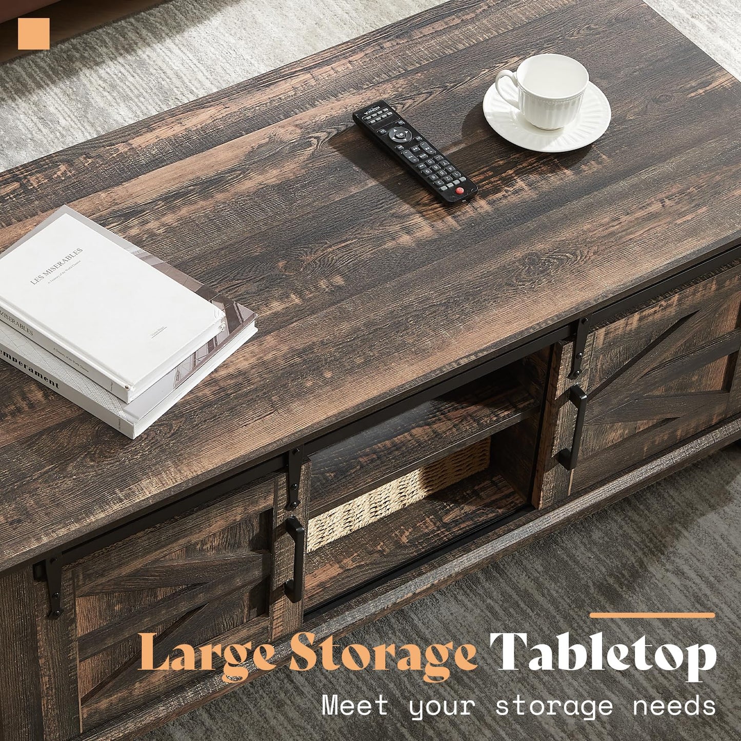 Twain Farmhouse Living Room Set Amerlife Black Oak / 48“