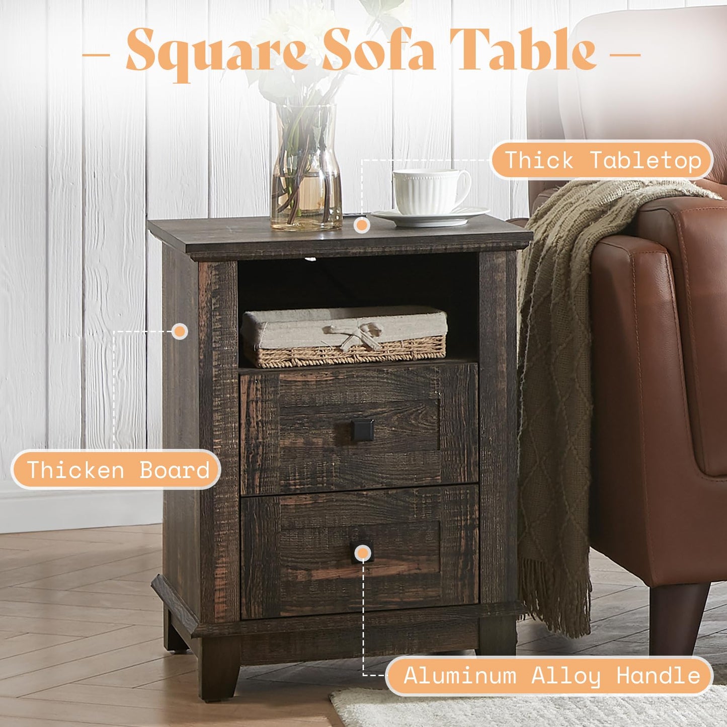 Twain Farmhouse Living Set Amerlife Black Oak / 48”