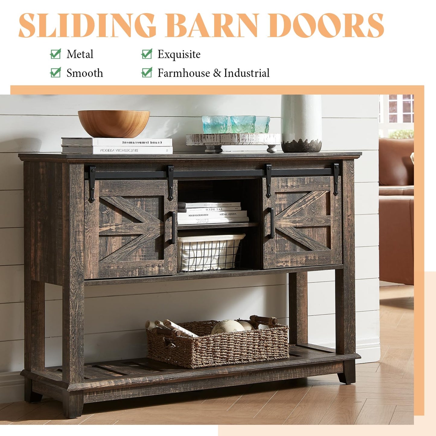 Twain Farmhouse Living Set Amerlife Black Oak / 48”