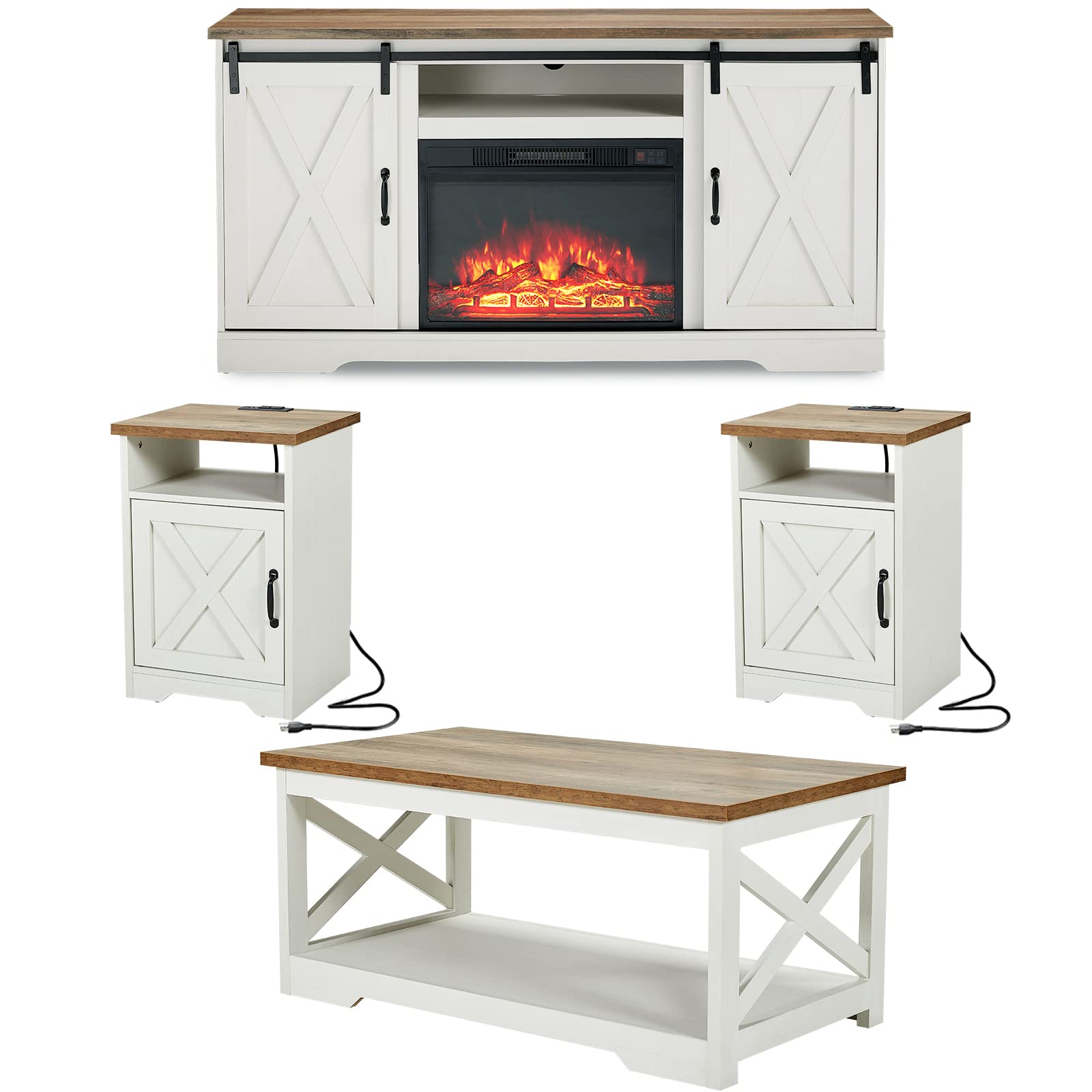 Renner Farmhouse 5-Piece Table Set White