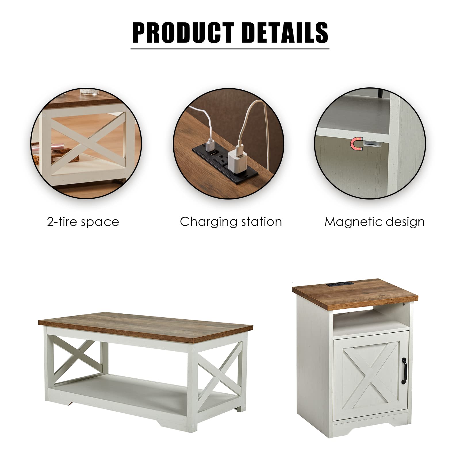 Renner Farmhouse 5-Piece Table Set White