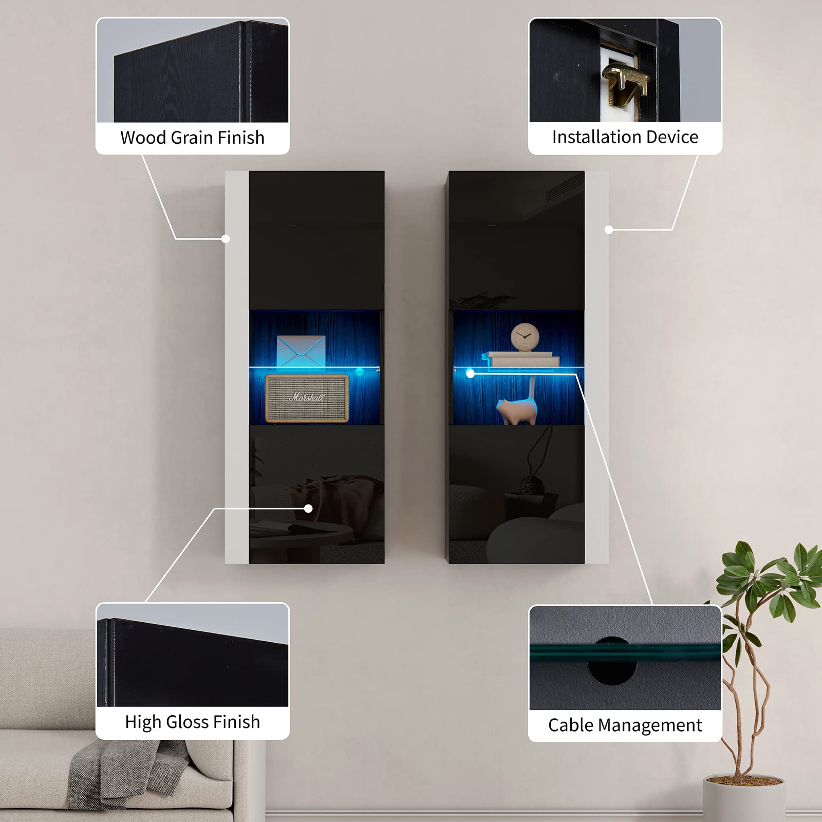 Photon Fireplace Wall Unit 68 " Black