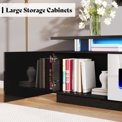 Sheer 90" Fireplace TV Stand Amerlife Black & White