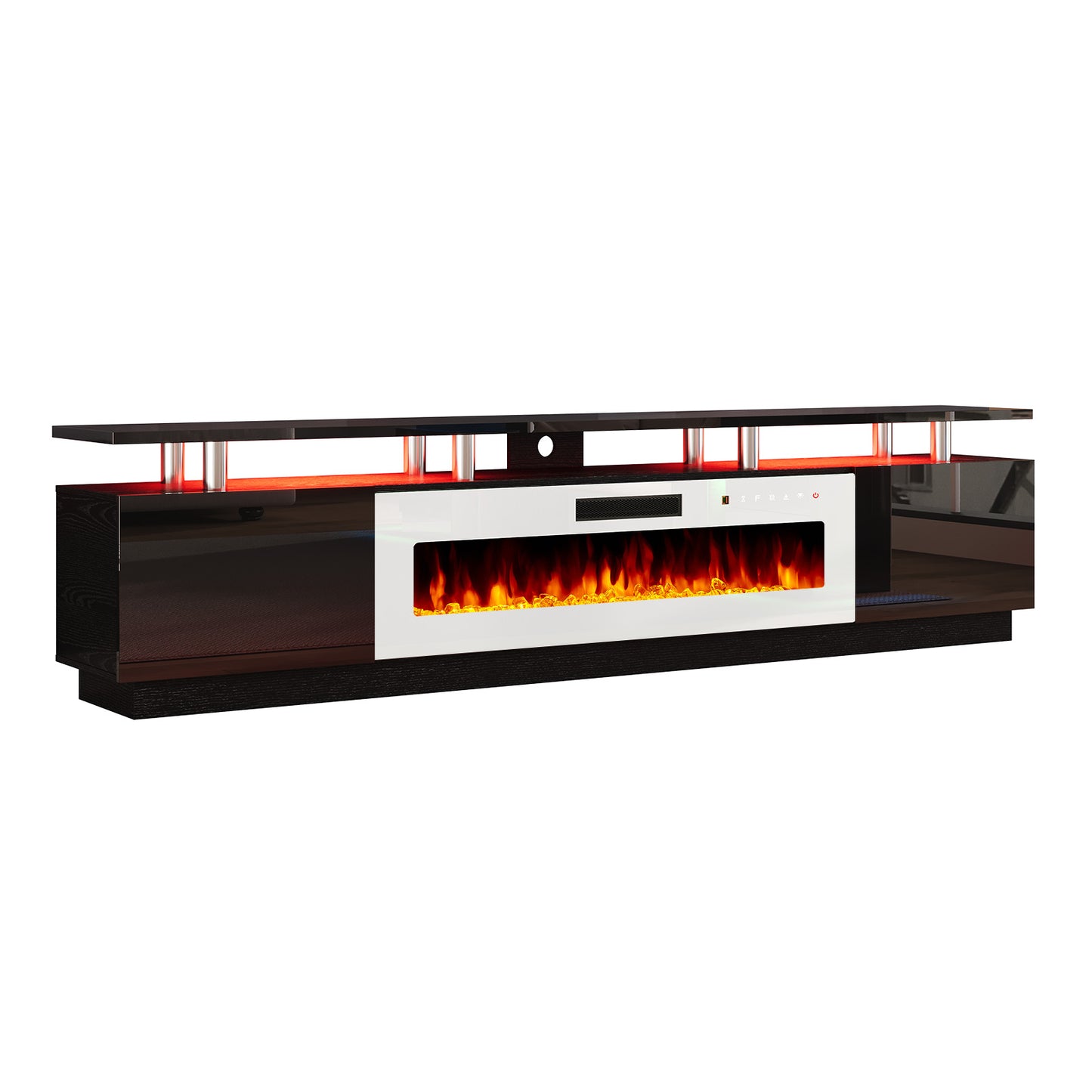Sheer 90" Fireplace TV Stand Amerlife Black & White