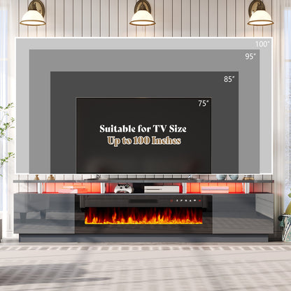 Sheer 90" Fireplace TV Stand Amerlife Grey & Black