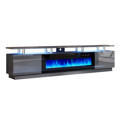 Sheer 90" Fireplace TV Stand Amerlife Grey & Black