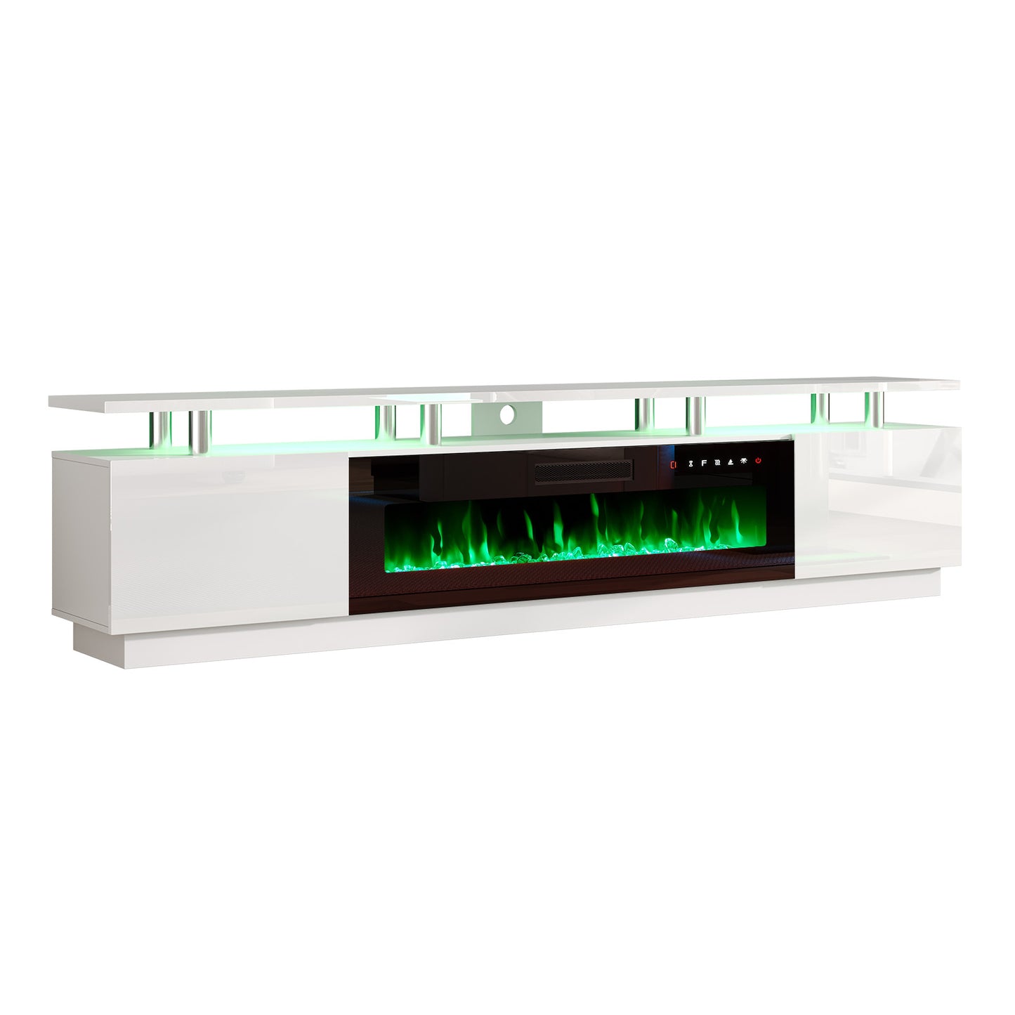 Sheer 90" Fireplace TV Stand Amerlife White & Black