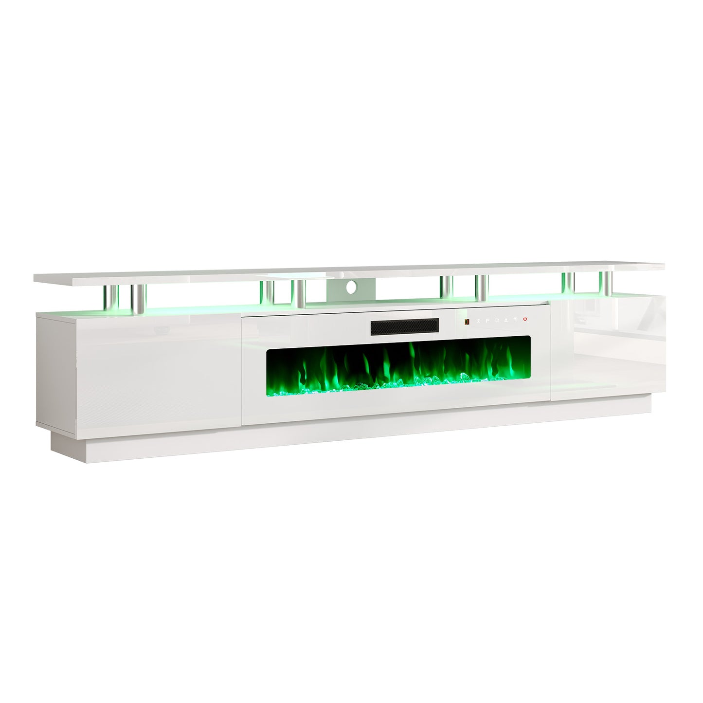 Sheer 90" Fireplace TV Stand Amerlife White & White
