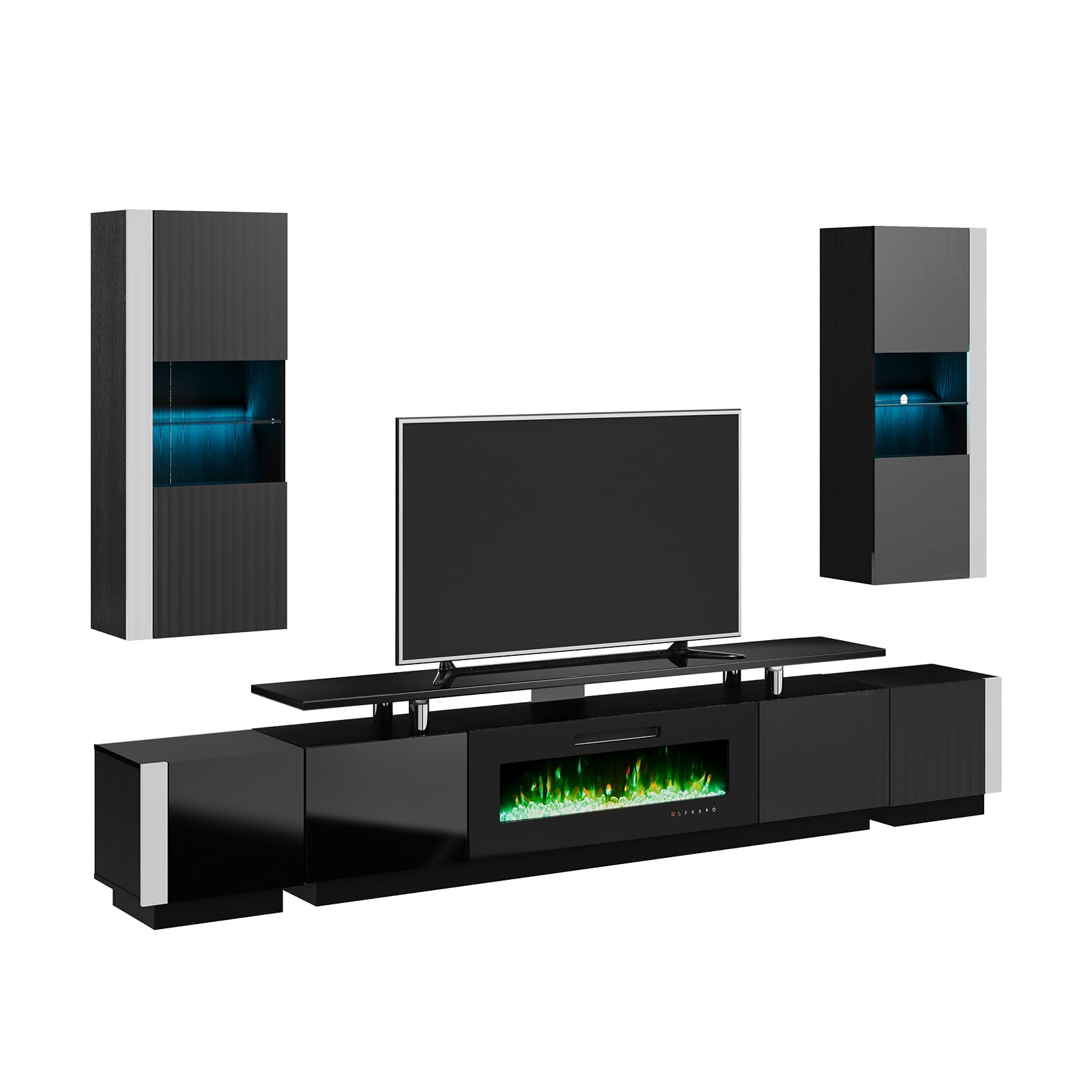 Sheer Large Fireplace TV Console Set 80 "