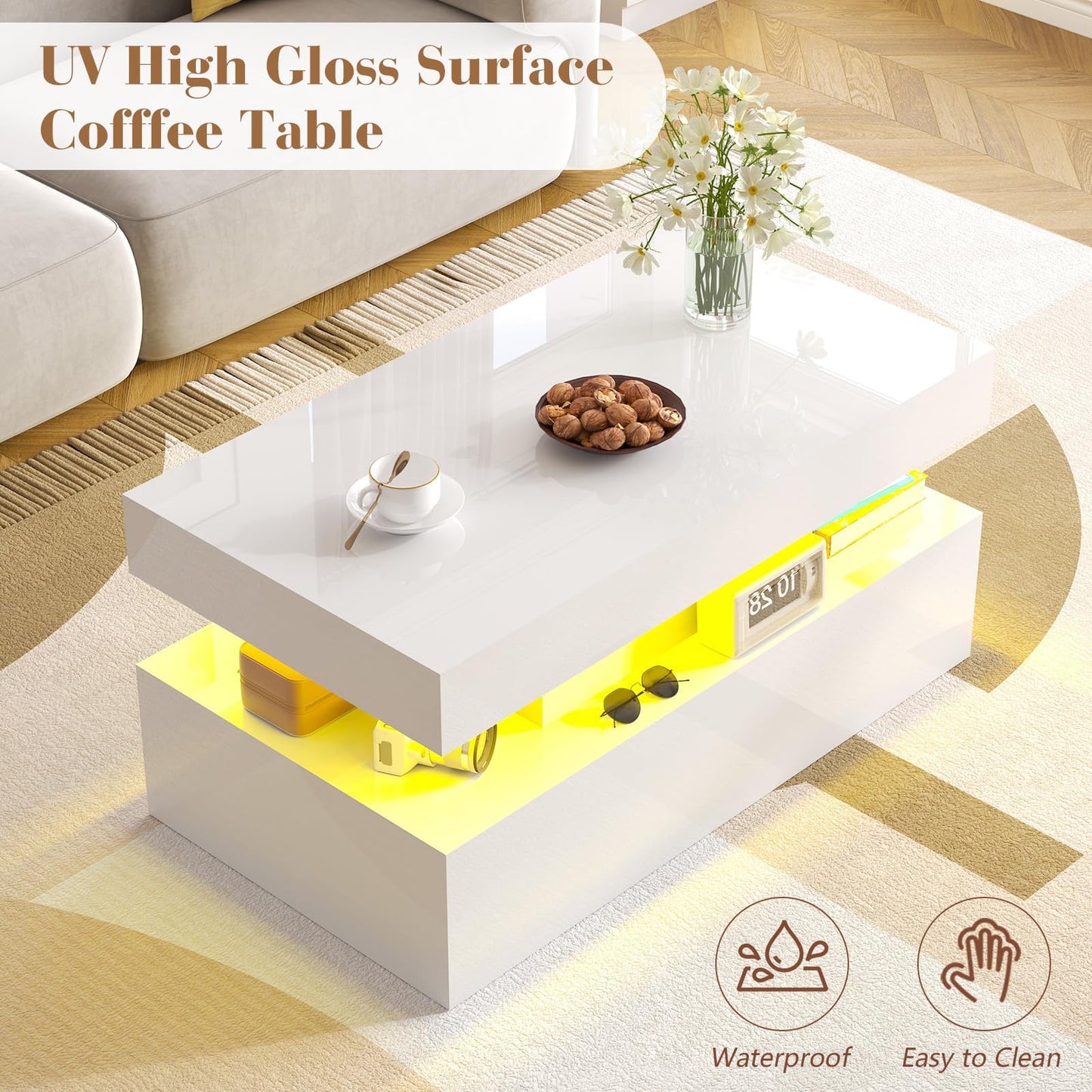 Sheer Modern 5-Piece Living Room Table Set White