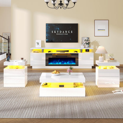 Sheer Modern 5-Piece Living Room Table Set White