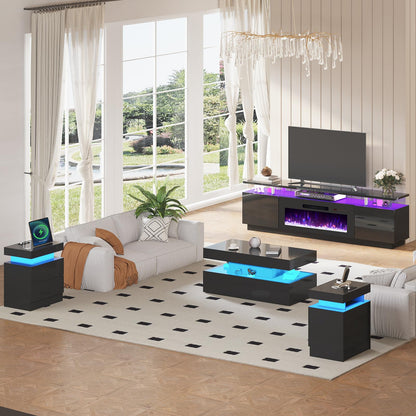 Sheer Modern 5-Piece Living Room Table Set Black