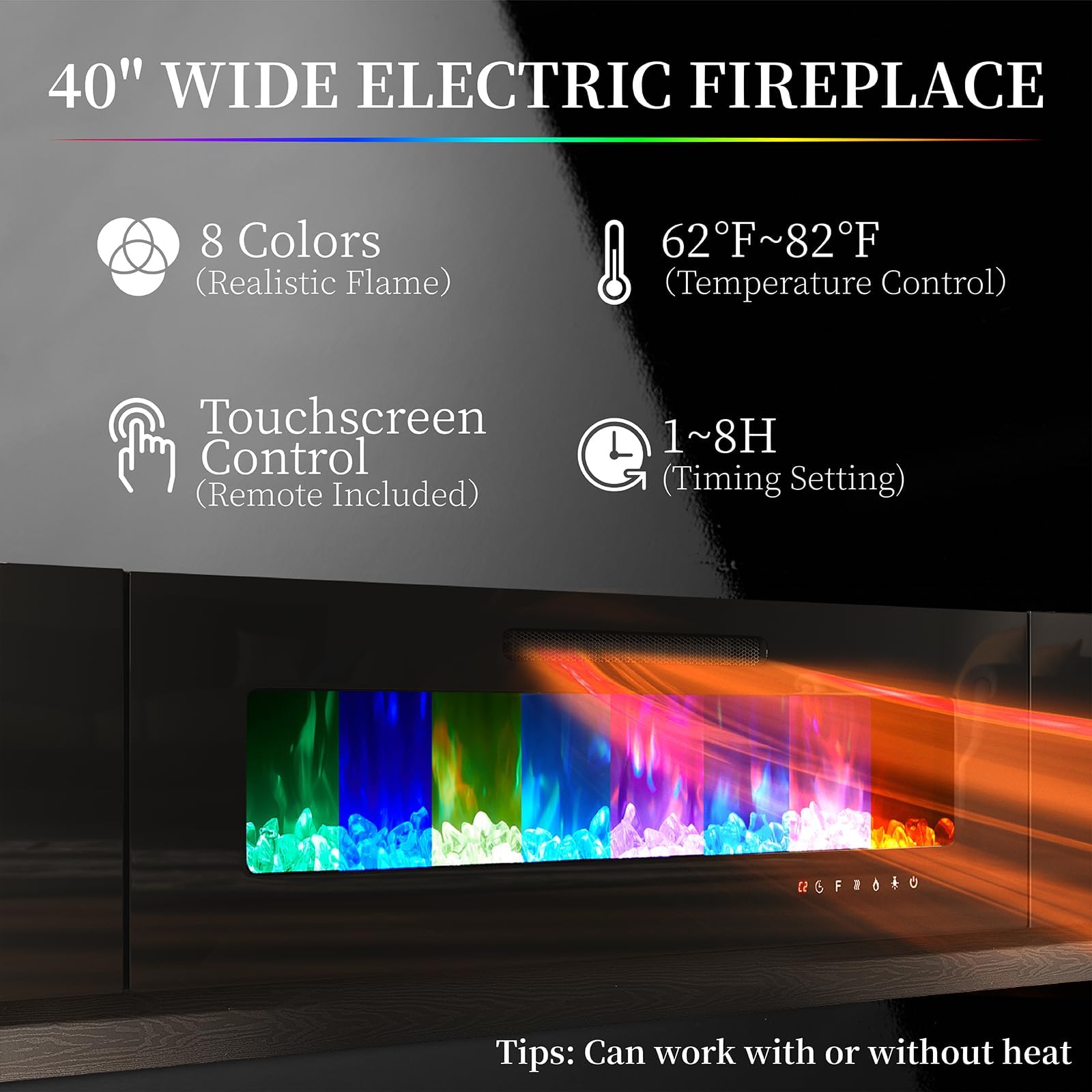 Sheer Modern 3-Piece Fireplace Table Set Black 80 "