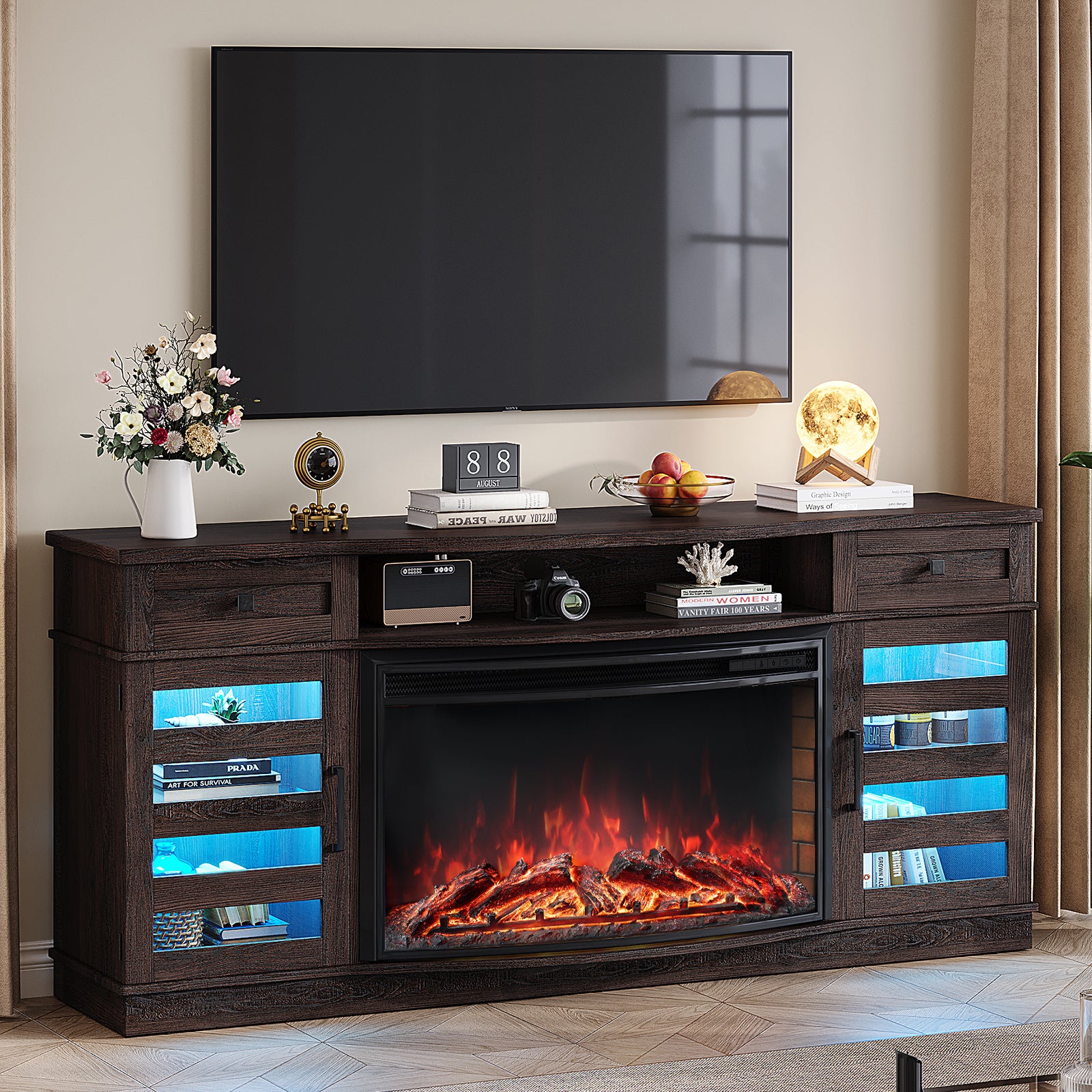 Travis 70" Fireplace TV Stand - Espresso