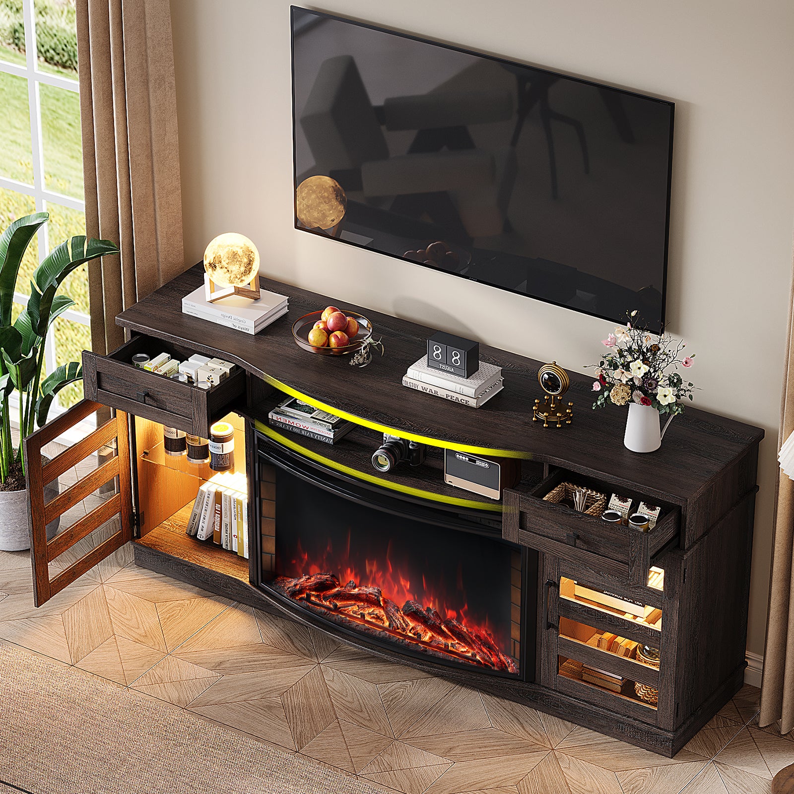 Travis 70" Fireplace TV Stand - Espresso