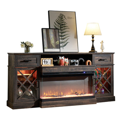 Austin 70" Fireplace TV Stand -  Dark Oak Wood