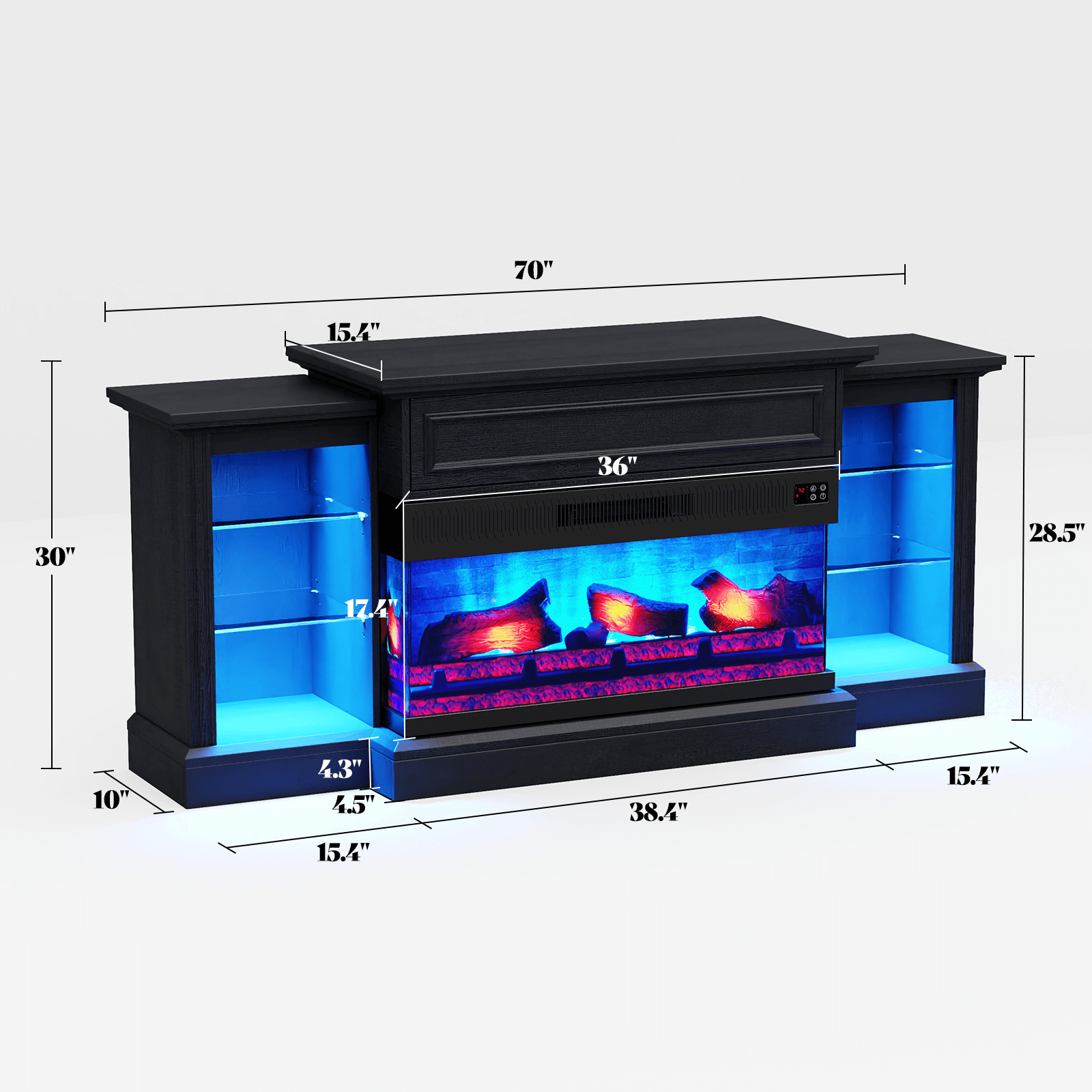 CFT030 Jetson Fireplace TV Stand Black