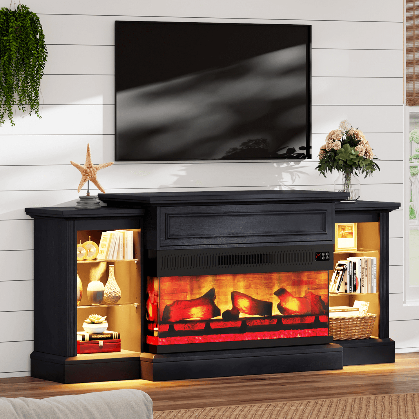 CFT030 Jetson Fireplace TV Stand Black