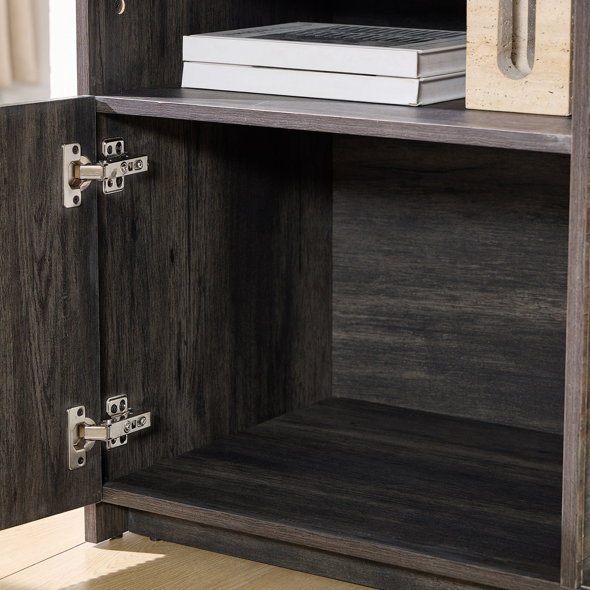 70-Inch Fluted Fireplace TV Stand Amerlife Black