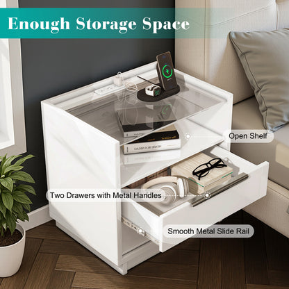 Kino Nightstands 23.6" High Gloss Amerlife Double White