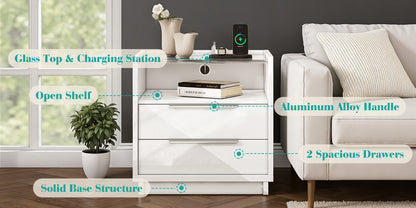 Kino Nightstands 23.6" High Gloss Amerlife Single White