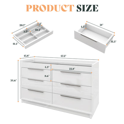 Kino 8-Drawers Dresser Amerlife White