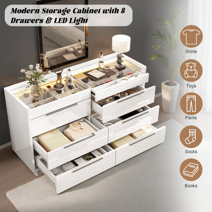Kino 8-Drawers Dresser Amerlife White