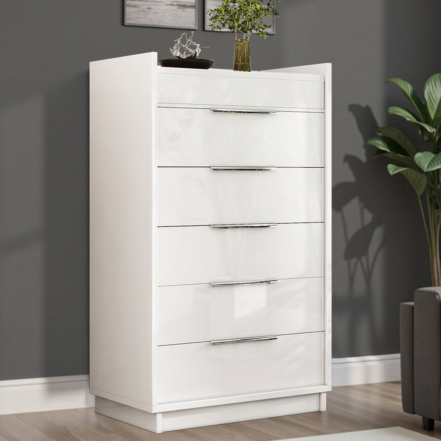 Kino 5-Drawers Dresser Amerlife White