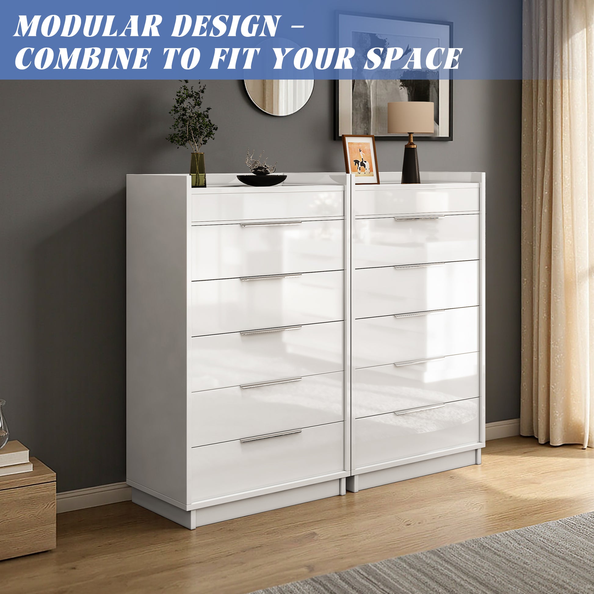 Kino 5-Drawers Dresser Amerlife White