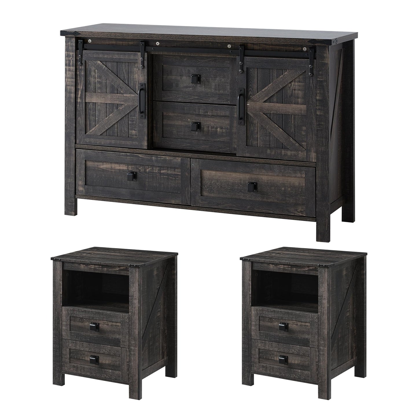 Marlowe Farmhouse Storage Set Amerlife Black Oak