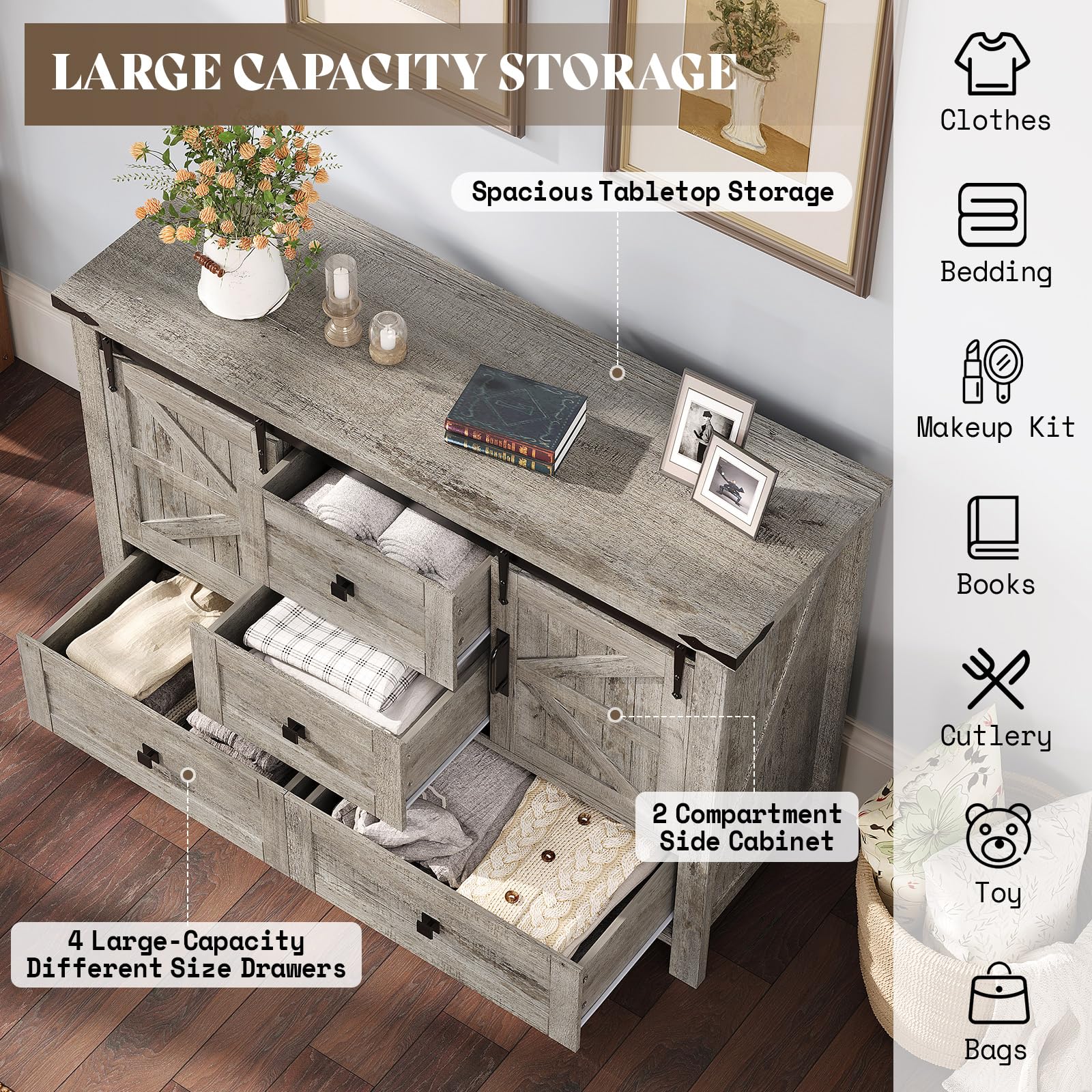 Marlowe Farmhouse Dresser Set Amerlife Rustic Gray
