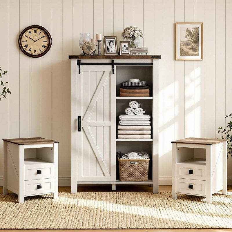 Marlowe Farmhouse Storage Set Amerlife Distressed White