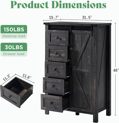 Marlowe 5-Drawer Dresser Black Oak