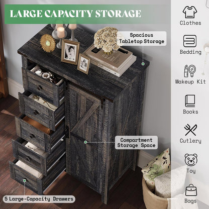 Marlowe 5-Drawer Dresser Black Oak