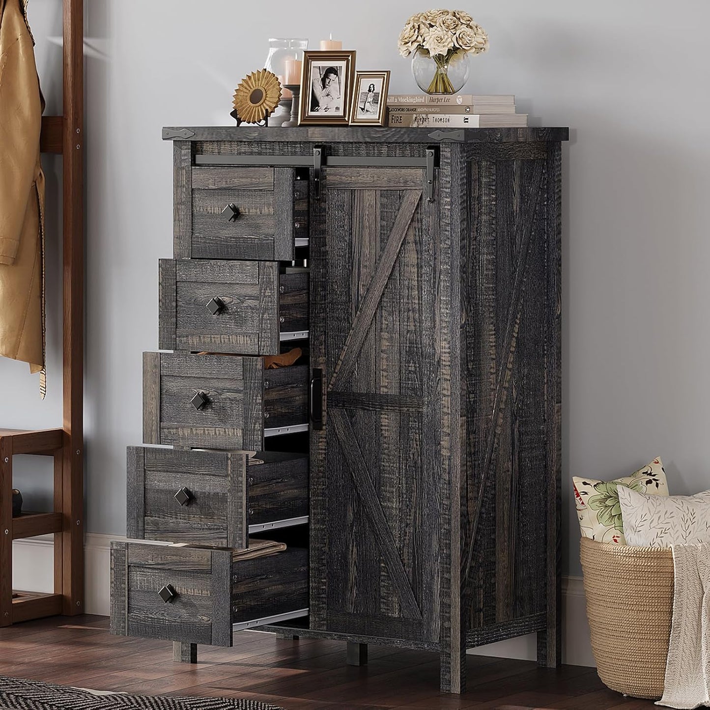 Marlowe 5-Drawer Dresser Black Oak