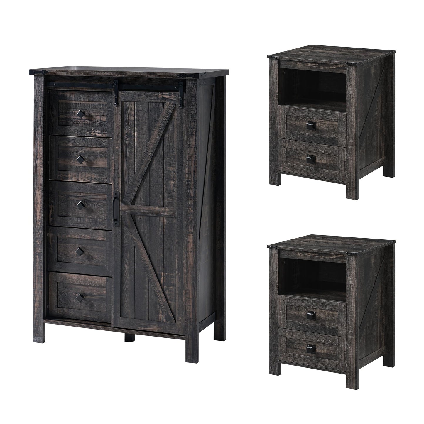 Marlowe Farmhouse Storage Set Amerlife Black Oak