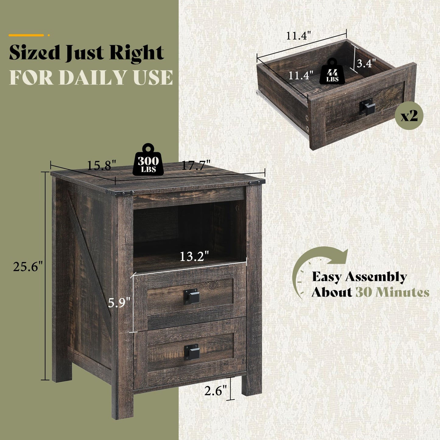 Marlowe Farmhouse Storage Set Amerlife Black Oak