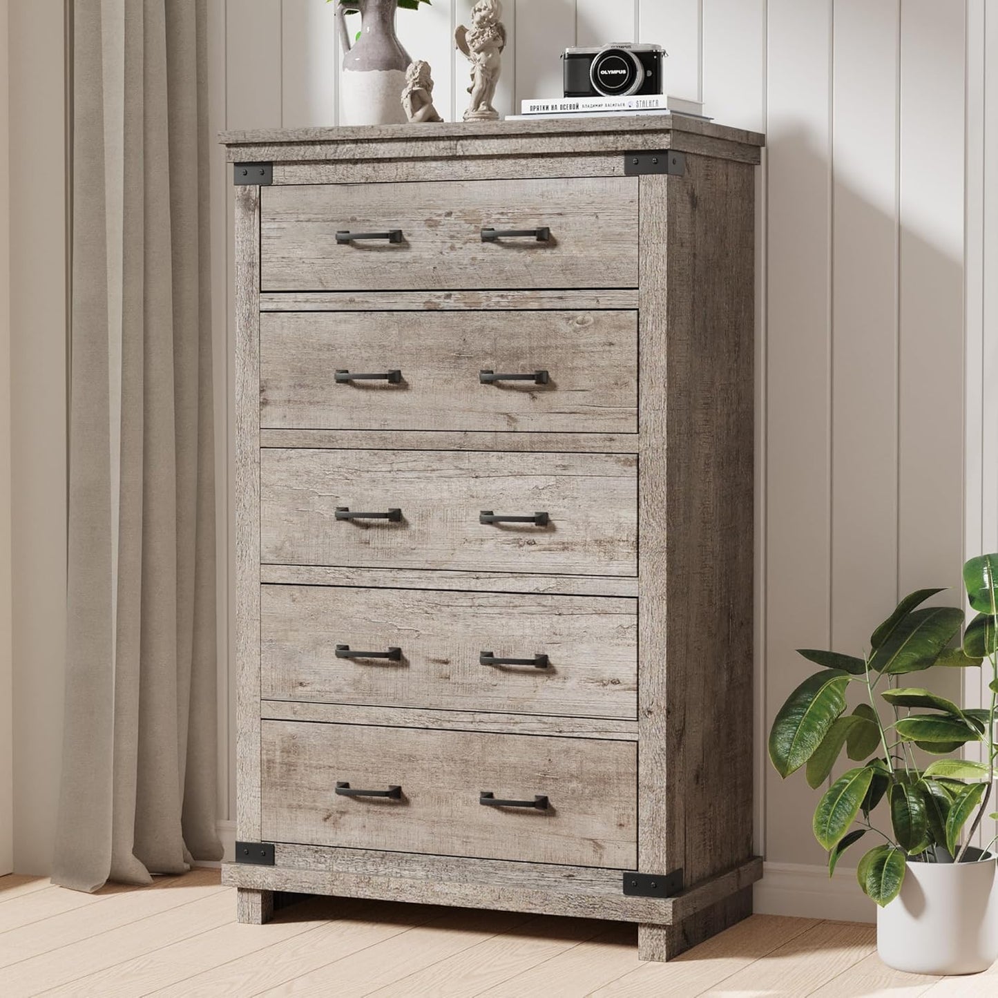 Quin 5-Drawers Dresser Light Grey