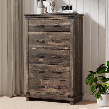 Quin 5-Drawers Dresser Black Oak