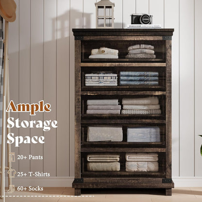 Quin 5-Drawers Dresser Black Oak