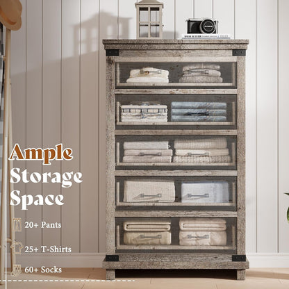 Quin 5-Drawers Dresser Light Grey