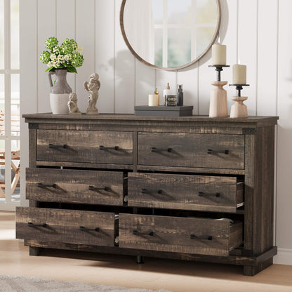 Quin 6-Drawers Dresser Black Oak